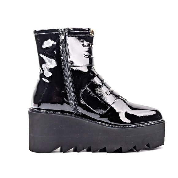Jeffrey Campbell Wmn Gristle Stempunk Gothic Patent Leather Platform boots 8.5 - Picture 4 of 7